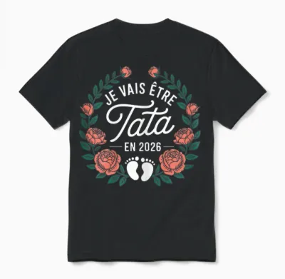 Je Vais être Tata 2026 Future Tatie Annonce Grossesse Tante Unisex T-Shirt - Black