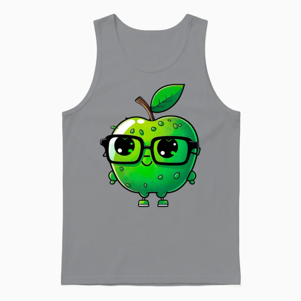 Cute Apple with Glasses - Funny Apple Unisex Tank Top in Sport Grey