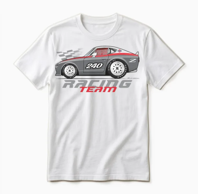 Racing Dark Gray Unisex T-Shirt in White