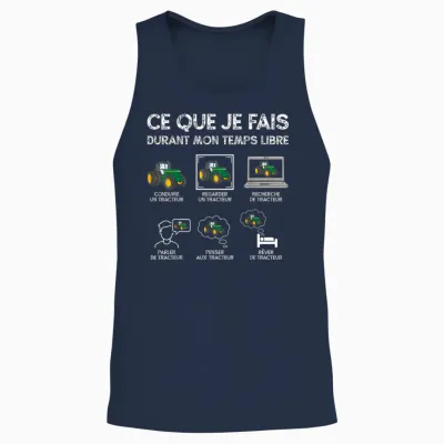 Tractor Man Woman Boys Child Farmer Farmer Unisex Tank Top - Navy