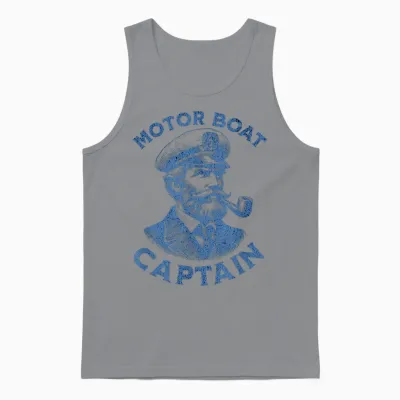 Funny Motor Boat Captain Unisex Tank Top - Sport Grey