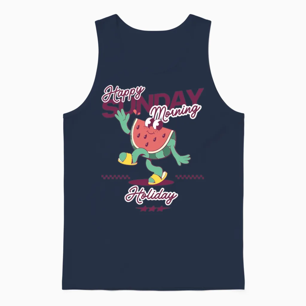 Watermelon Sunday Holiday Unisex Tank Top in Navy