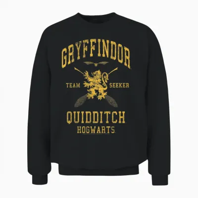 Kids Harry Potter Gryffindor Team Seeker Text Unisex Sweatshirt - Black