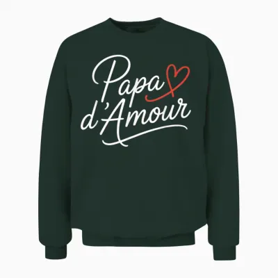 Papa D'amour - Gift Man Humour Party Father Birthday T-Shirt, Black, S Unisex Sweatshirt - Forest