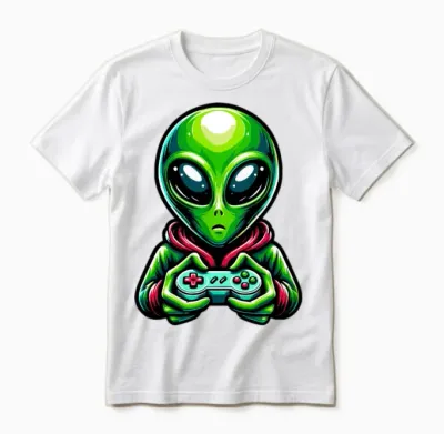 Alien Retro Gamer Unisex T-Shirt - White