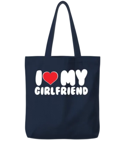 I Love My Girlfriend I Heart My Girlfriend Gf Tote Bags - Navy