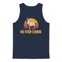 No Prob-Llama Retro Funny Llama Alpaca Unisex Tank Top - Navy – 1