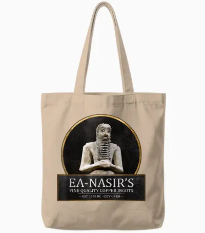 Ea Nasirs Copper Bar Funny Meme to the History of T-Shirt, Black Tote Bags - Natural