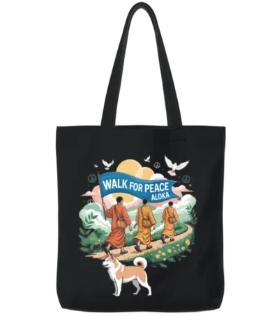 Walk for Peace Aloka Tote Bags - Black