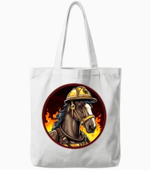 Firefighter Horse - Lovers Tote Bags in White