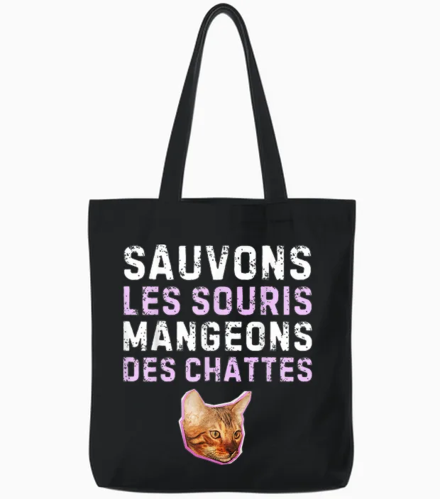 Save the Mice Eat Pussies. Funny Gift Kinky Tote Bags in Black