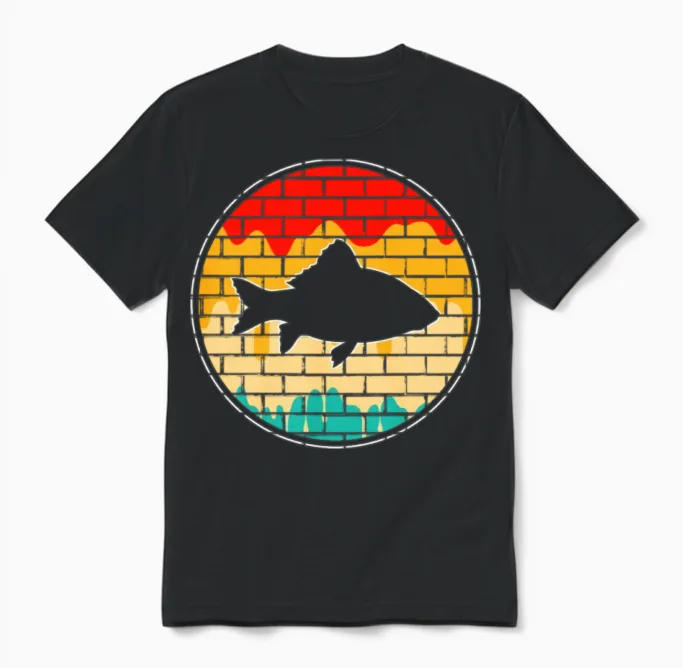 Fish Retro Unisex T-Shirt in Black