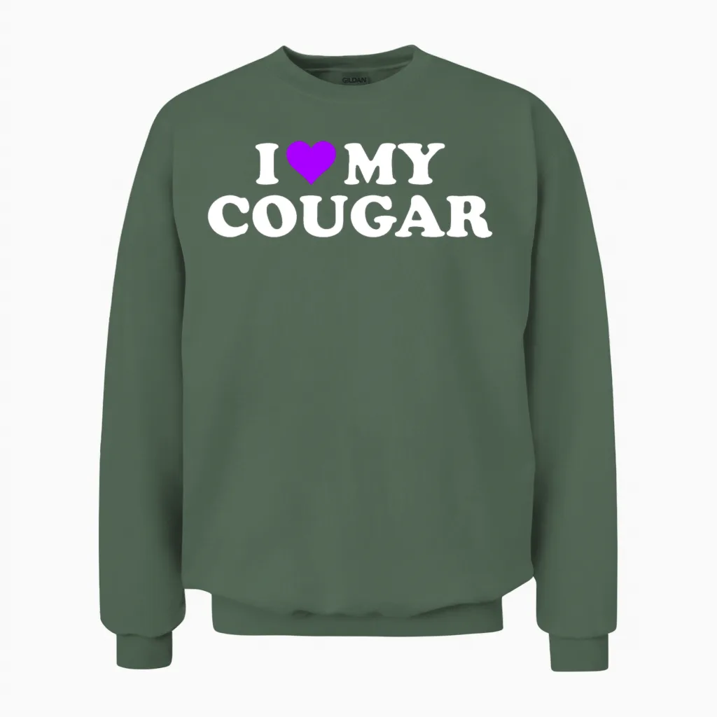 I Love Cougars Cougar Humor Valentine's Day 3bk4 Unisex Sweatshirt in Military Green