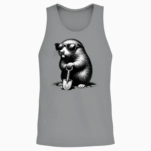 Realistic Mole with Shovel Funny Animals Humor Unisex Tank Top - Sport Grey