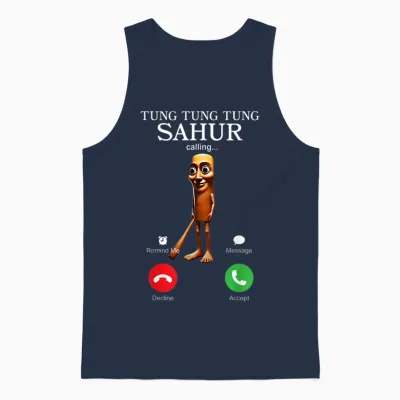 Tung Tung Sahur Appelle Drôle Italien Brainrot Silly Unisex Tank Top - Navy