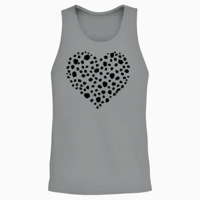 Cute Dalmatian Pattern Heart Love for Women and Girls T-Shirt, White Unisex Tank Top - Sport Grey