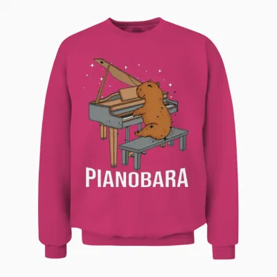 Capybara Piano Player Kids Music Lover Pianist Unisex Sweatshirt - Heliconia