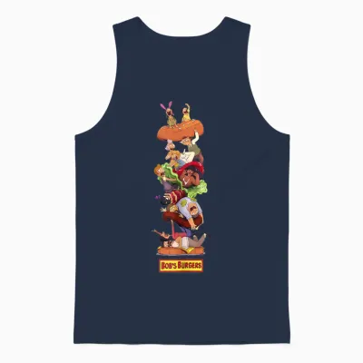 Bob's Burgers Group Shot Burger Stack Unisex Tank Top - Navy