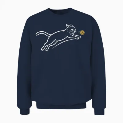 Chat Pickleball Drôle Minimaliste Ligne Poursuite Balle Fans Unisex Sweatshirt - Navy