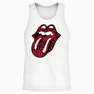 Offizielle the Rolling Stones Leopardenzunge T-Shirt, Schwarz, Unisex Erwachsene, Unisex-Kinder, Kurzarm, T-Shirt, S, Eu 38/40 Unisex Tank Top - White