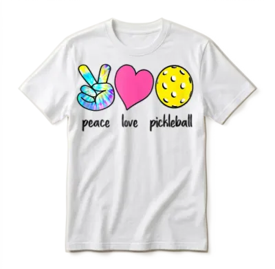 Peace Love Pickleball Womens Funny Pickleball Unisex T-Shirt - White