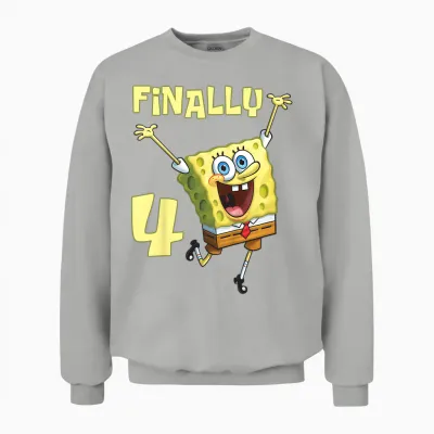 Mademark X Spongebob Squarepants - Kids Original Spongebob Square Pants - 4th Birthday. Finally 4. Unisex Sweatshirt - Ash