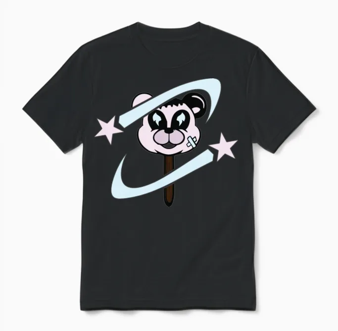 Cute Star Bear Wildlife Gift Unisex T-Shirt in Black