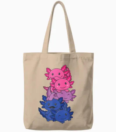 Bisexuell Flagge Pride Monat Lgbtq Bi Axolotl Tote Bags - Natural
