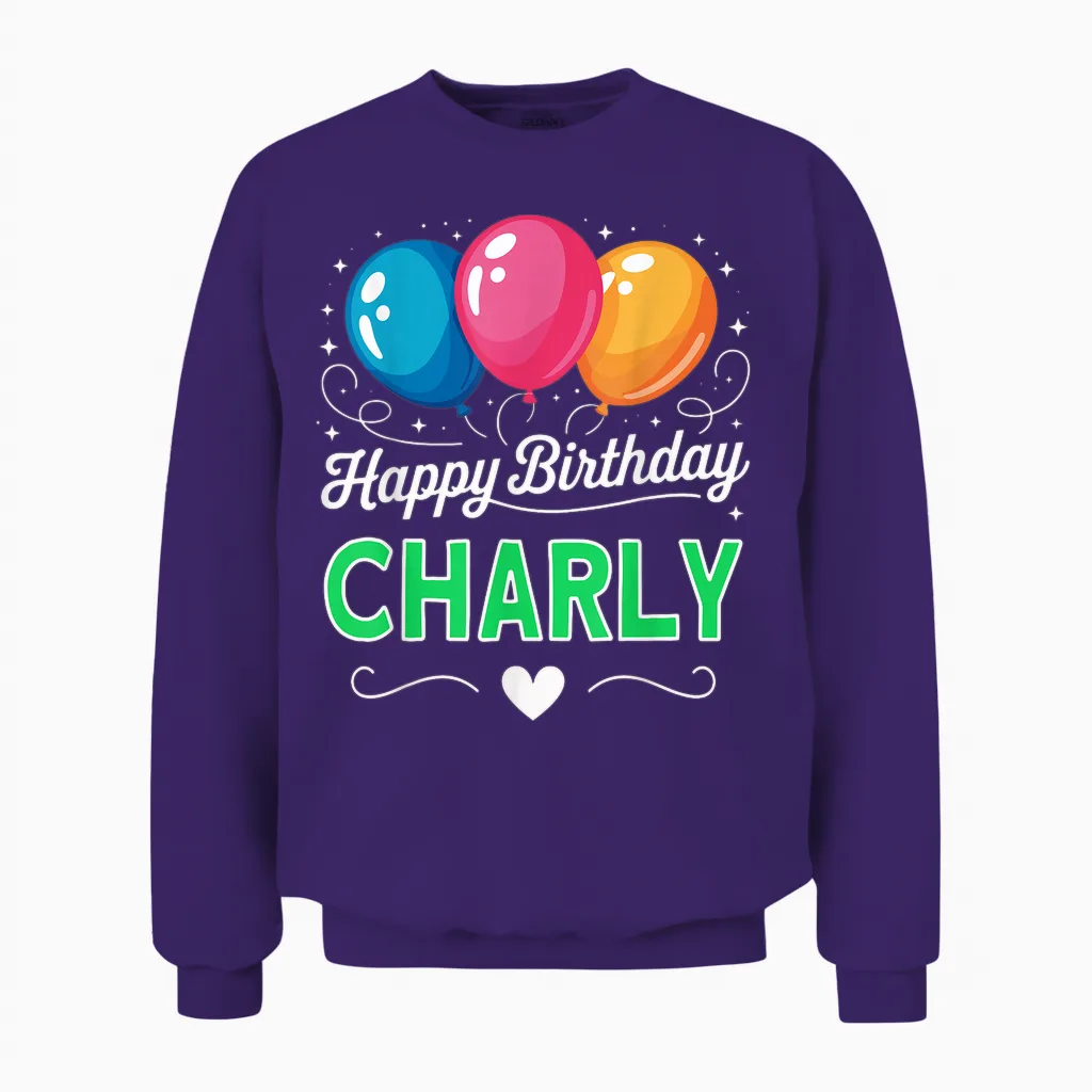 Joyeux Anniversaire En Disant Charly Unisex Sweatshirt in Purple