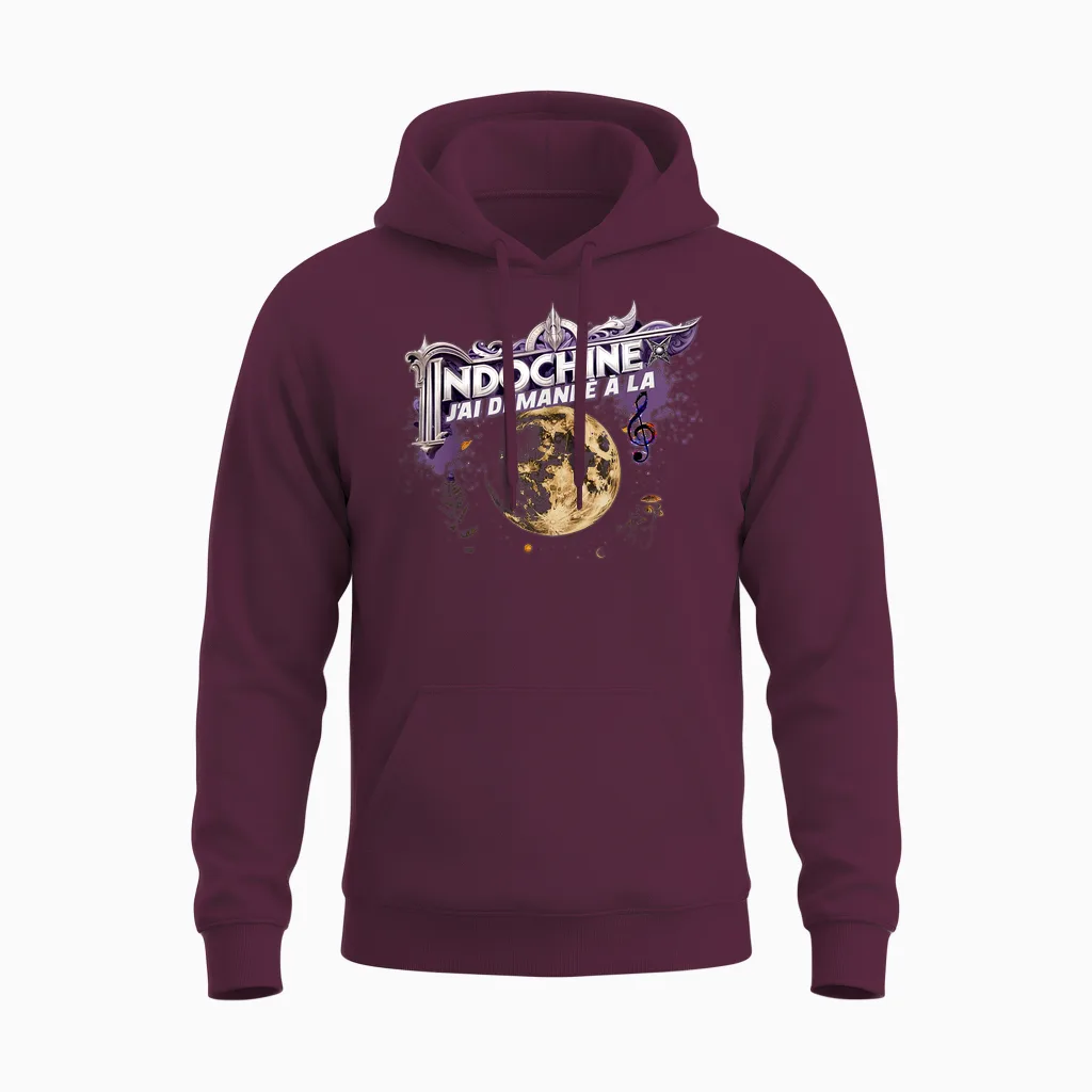 Mysterious Moon Indochina Man Woman Child Unisex Hoodie in Maroon