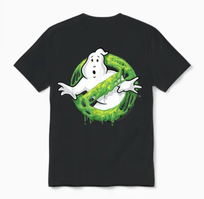 Ghostbusters Classic Slime Ghost Logo Graphic Unisex T-Shirt - Black