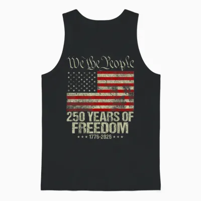 Drapeau Américain Vieilli 250e Anniversaire Unisex Tank Top - Black