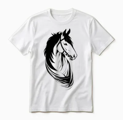 Black Horse Unisex T-Shirt - White