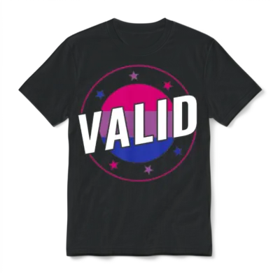 Bisexual Funny Valid Bi Pride Bisexuality Unisex T-Shirt - Black