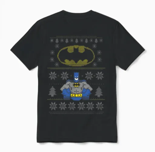 Dc Comics Batman Christmas Ugly Unisex T-Shirt in Black