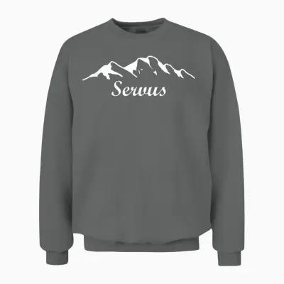 Mountain Design Servus Heartbeat for Mountains Mountain Greeting Hiking Unisex Sweatshirt - Graphite Heather