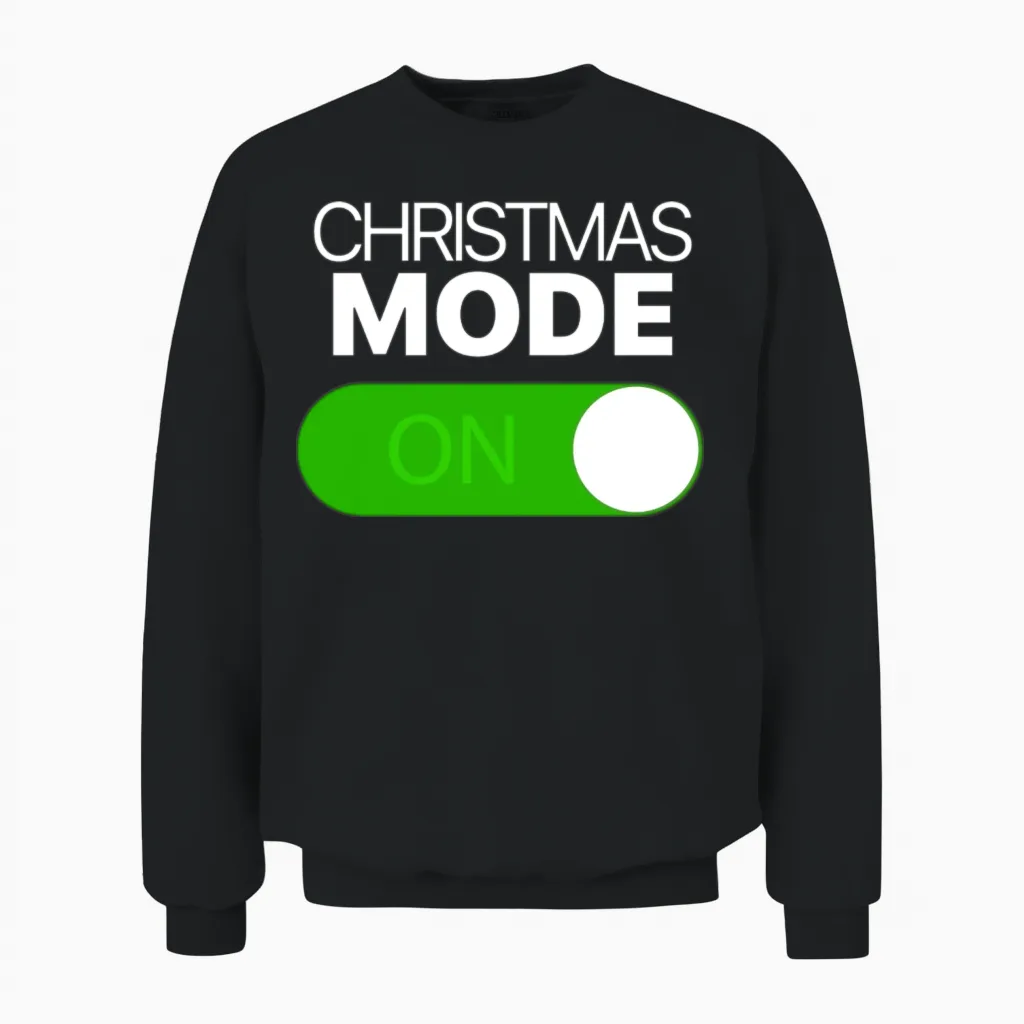 Christmas Mode on Toggle Android Iphone Unisex Sweatshirt in Black