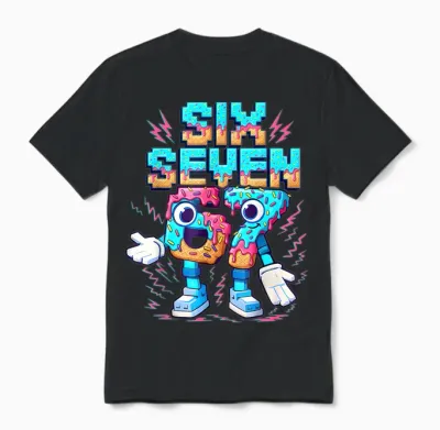 67 Six Seven 6-7 - Funny Italian Brainrot Ice Cream Drip Unisex T-Shirt - Black