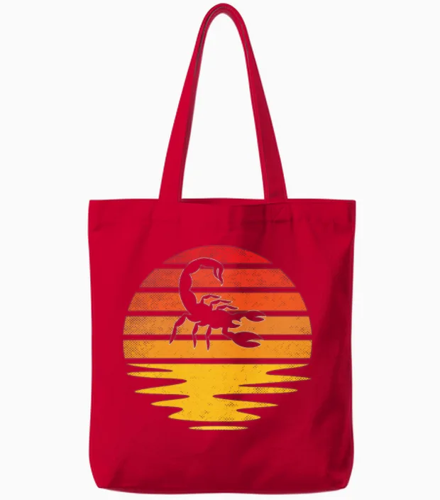 Scorpion Retro Tote Bags in Red