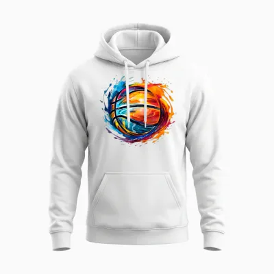 Basketball Ball in Beautiful Colourful Colours Basketball T-Shirt, Black Unisex Hoodie - White