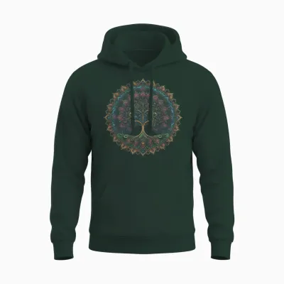 Cool Tree of Life Symbol in Mandala Style Art Man Woman T-Shirt, Black, S Unisex Hoodie - Forest
