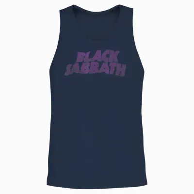 Black Sabbath Heavy Metal Band Wavy Logo by Rock Off Unisex Tank Top - Navy