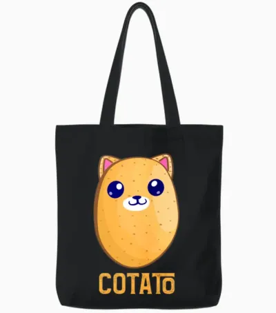 Funny Cotato Tote Bags - Black
