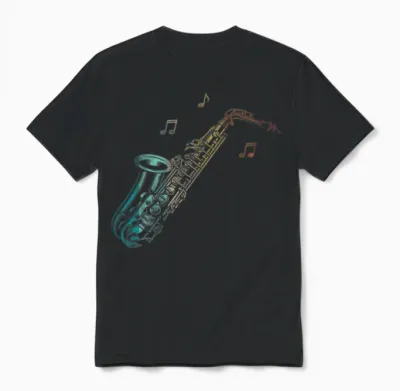 Saxophone Retro Vintage Unisex T-Shirt - Black