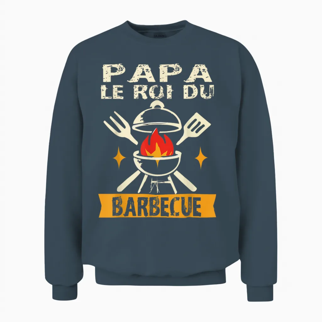 Barbecue Humour été Grillade Roi Du Bbq Maître Du Grill Unisex Sweatshirt in Dark Heather