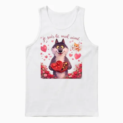 Wolf Le Mal Aimé Gift Lovers' Day Man Woman Child Unisex Tank Top - White