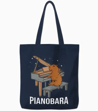 Capybara Piano Player Kids Music Lover Pianist Tote Bags - Navy
