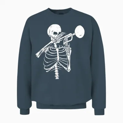 Trompetenliebhaber Für Immer - Skelett Spielt Trompete Unisex Sweatshirt - Dark Heather
