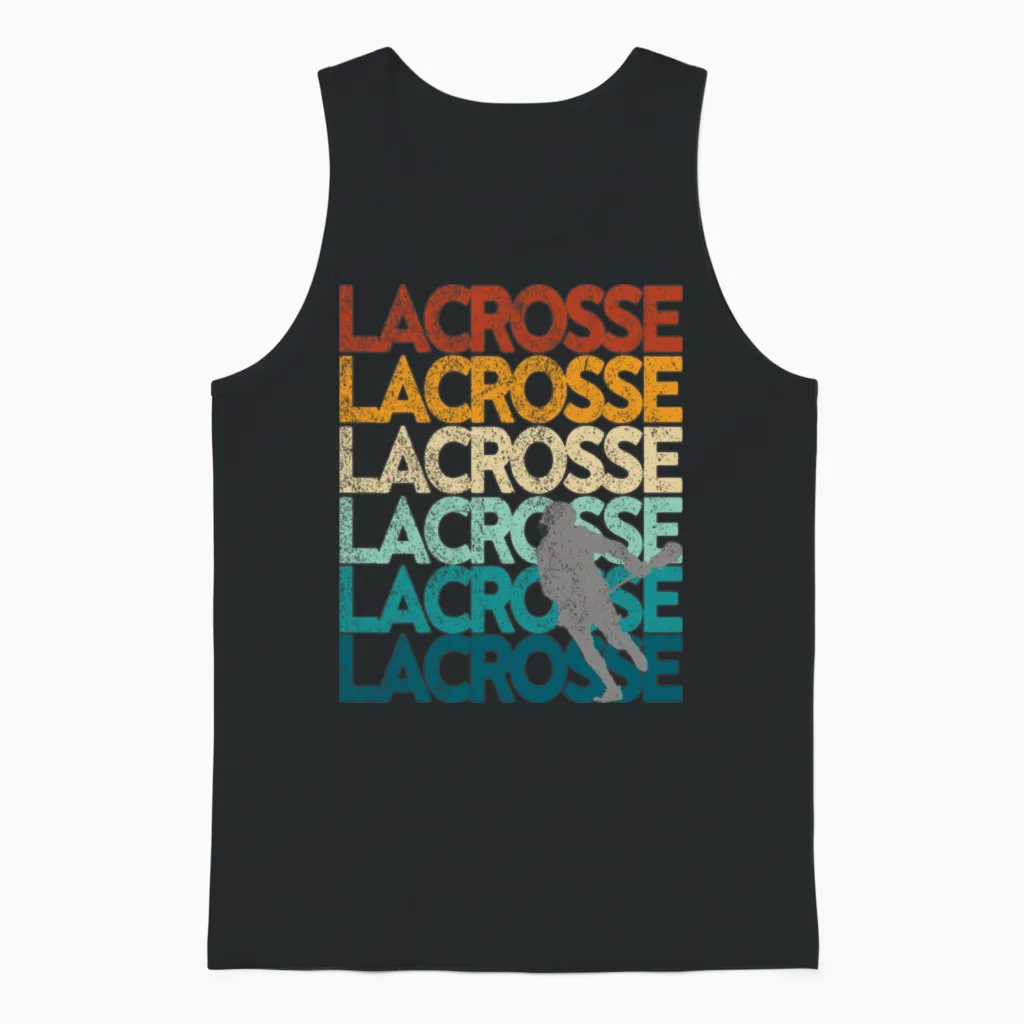 Lacrosse Retro Vintage Sunset Unisex Tank Top - Black