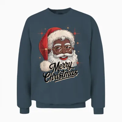 African American Santa Christmas Black Xmas Unisex Sweatshirt - Dark Heather